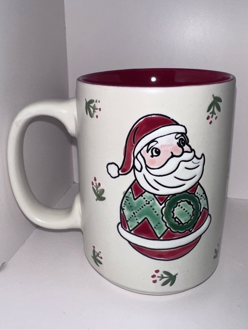 Festive Santa Ceramic Mug in Red and Green